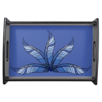 Serving Tray - Blue Feather Design