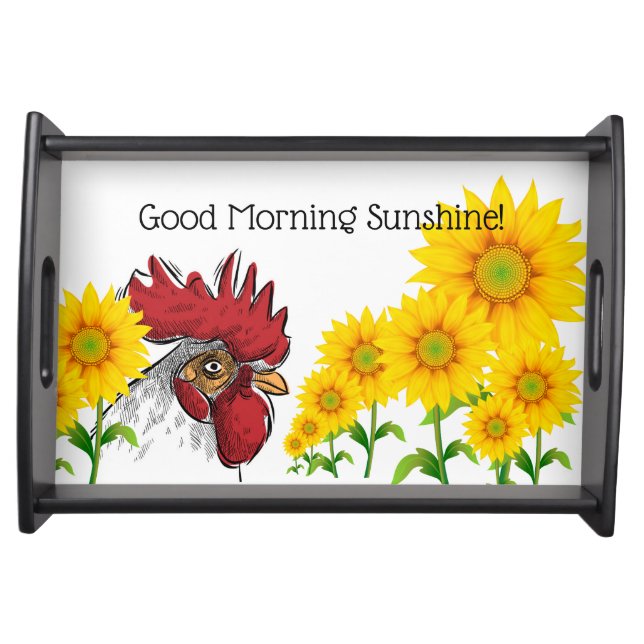 Serving Tray-Chicken Head Sunflowers-Good Morning Serving Tray (Front)