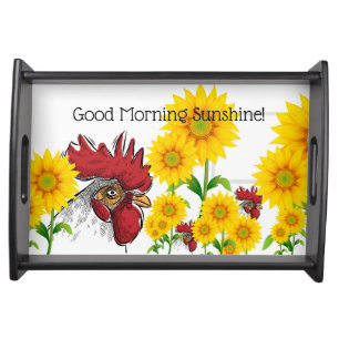 Serving Tray-Chicken Head Sunflowers-Good Morning Tray