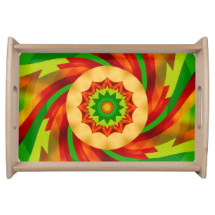 Serving Tray: Colorful Spirals& Star Flower Center Tray