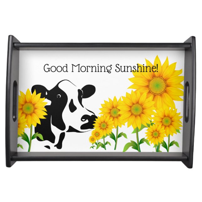 Serving Tray-Cow & Sunflowers-Good Morning Serving Tray (Front)