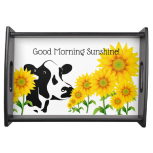 Serving Tray-Cow & Sunflowers-Good Morning Tray