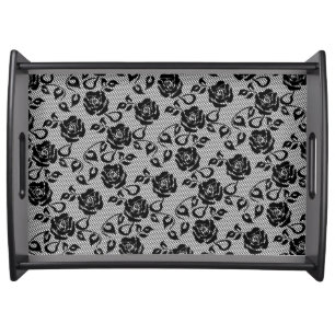 Serving Tray Faux Black Lace