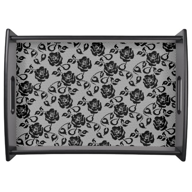 Serving Tray Faux Black Lace (Front)