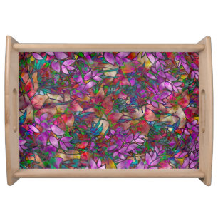 Serving Tray Floral Abstract Stained Glass