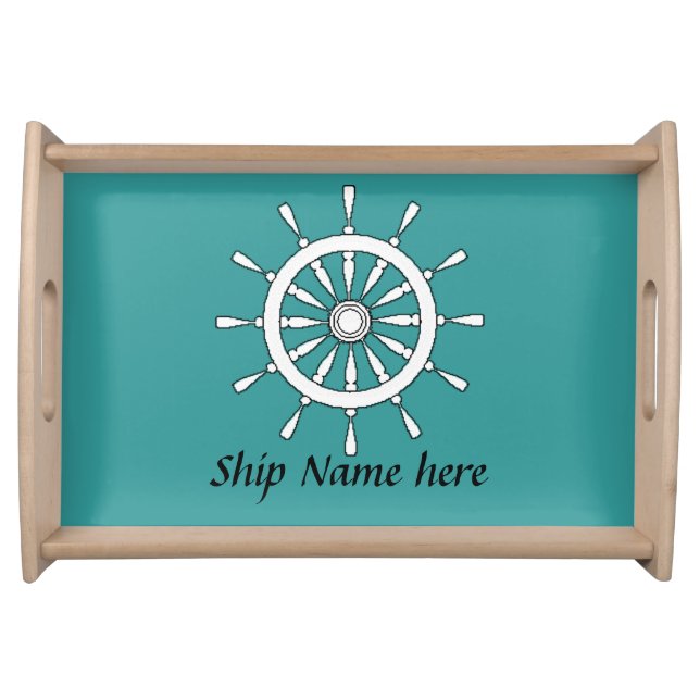 Serving Tray - Helm with Ship Name (Front)