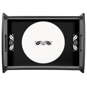 Serving Tray - Holly leaves in black and white