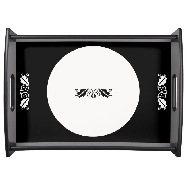 Serving Tray - Holly leaves in black and white (Front)