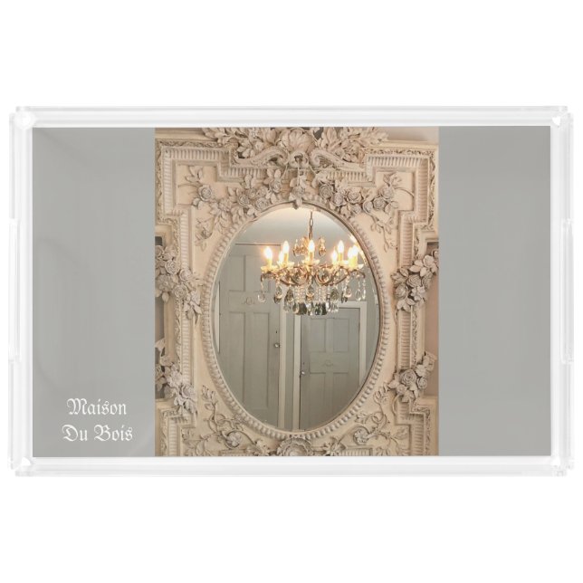 Serving Tray in acrylic with a shabby chic design. (Front)