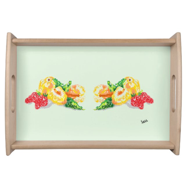 Serving Tray  : Japanese Plums with Strawberries  (Front)