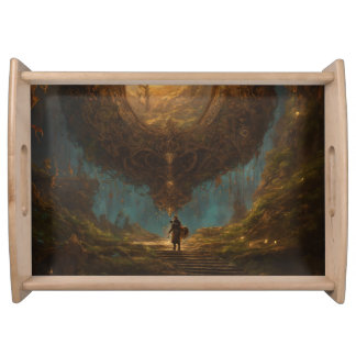 serving tray man wandering with a sense of freedom