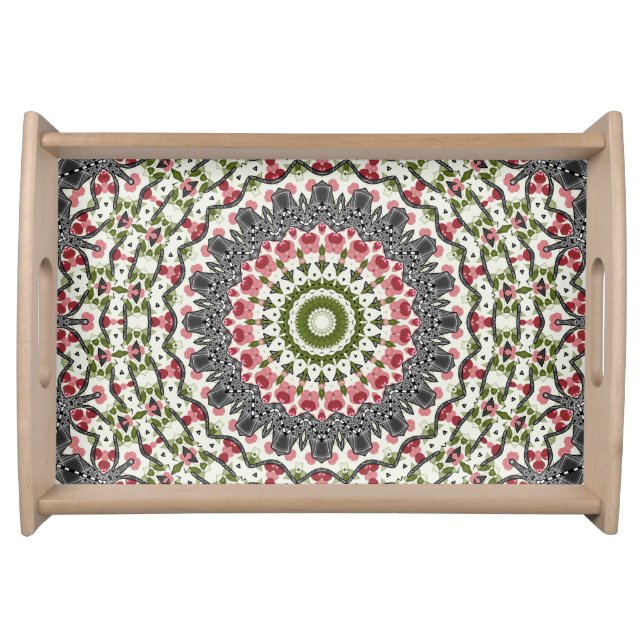 Serving tray Mandala round pattern kaleidoscope (Front)