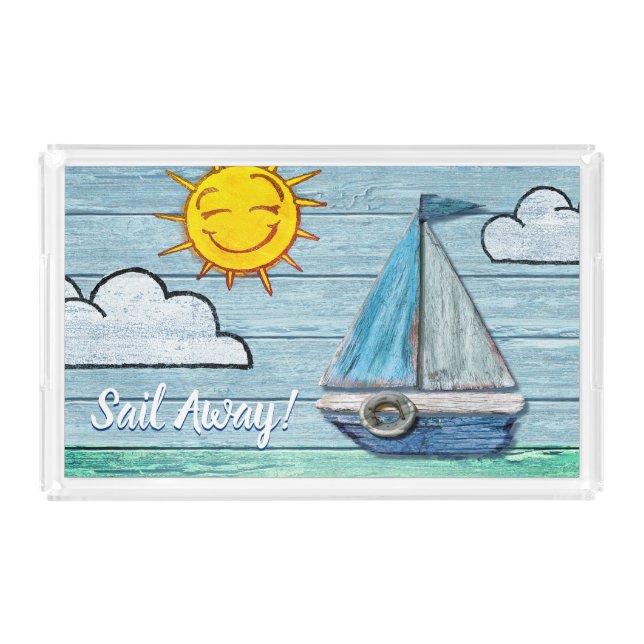 Serving Tray Medium Driftwood Ocean Beach set (Front)