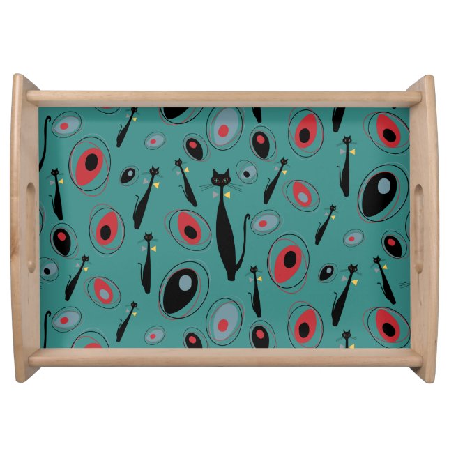Serving Tray | MidCentury Modern Atomic Cats (Front)