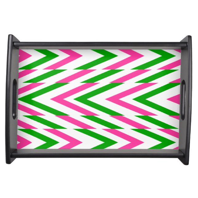 Serving Tray, Modern multicolor zigzag pattern  Se Tray (Front)