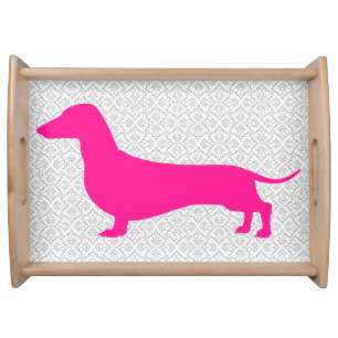 Serving Tray - Pink Dachshund Design 2