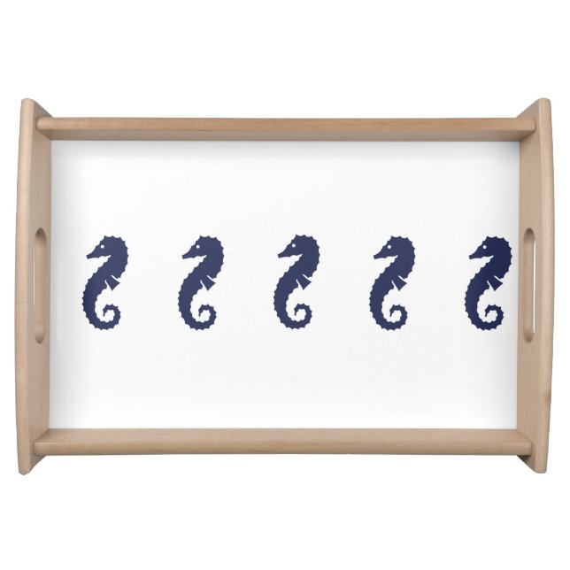 Serving Tray - Sea Horses (navy blue) (Front)