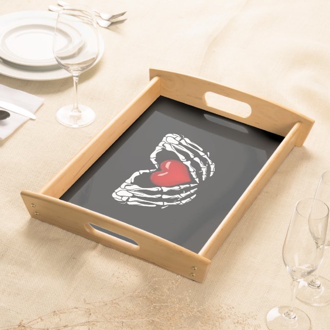 Serving Tray Skeleton Hands Around Heart  (Front)