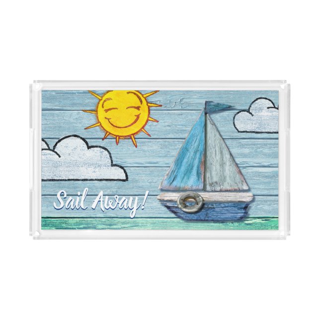 Serving Tray Small Driftwood Ocean Beach set (Front)
