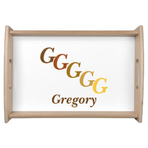 Serving Tray - Stepped Initials, Name in Browns