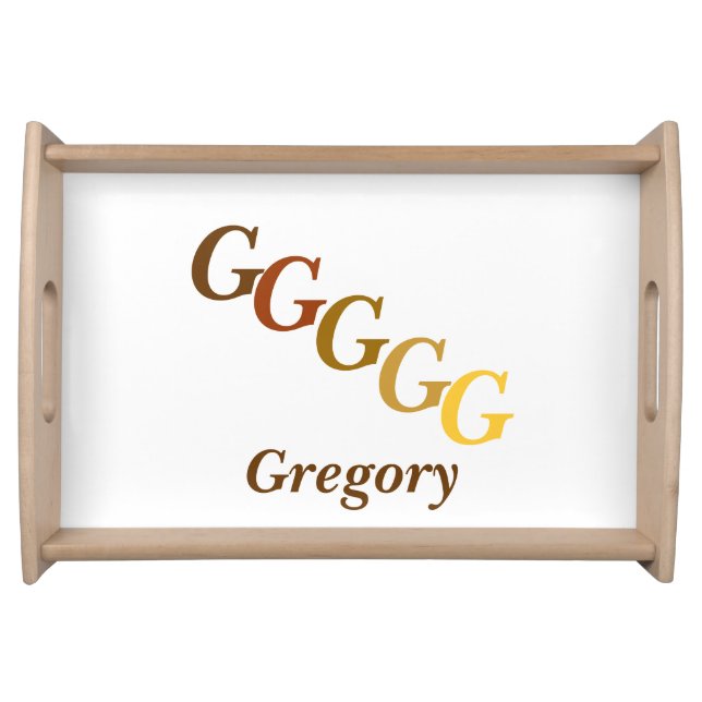 Serving Tray - Stepped Initials, Name in Browns (Front)