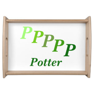 Serving Tray - Stepped Initials, Name in Greens