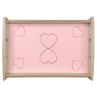Serving Tray - Wire Framed Hearts on Pink
