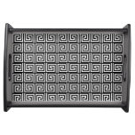 Serving Tray With A Black &amp; White Greek Key Design at Zazzle