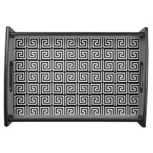 Serving Tray with a black & white Greek Key design
