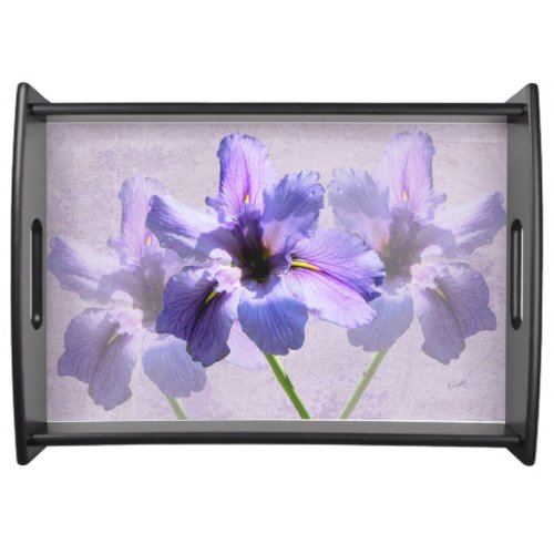 Serving Tray with Blue Irises