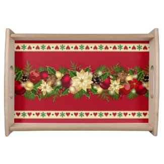 Serving Tray with Christmas pattern- NaturalSmall