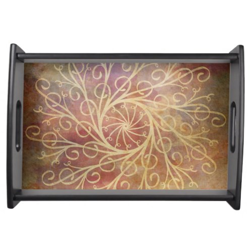 Serving Tray with Handles  Reds and Golds