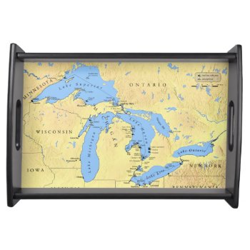 Serving Tray With Map Of The 5 Great Lakes by Home_Suite_Home at Zazzle