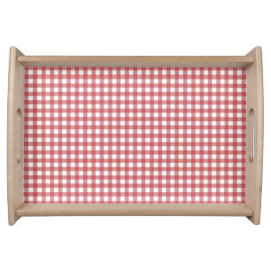 Serving Tray with red and white gingham checks