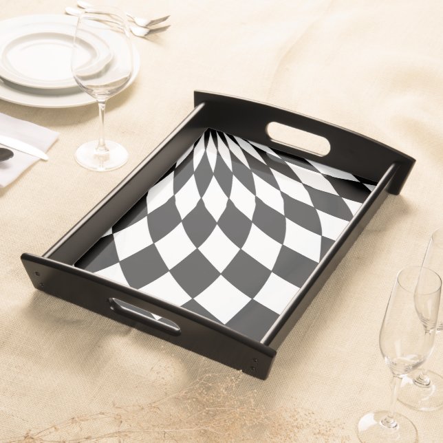 Serving Tray - Wonderland Floor in Black & White (Front)