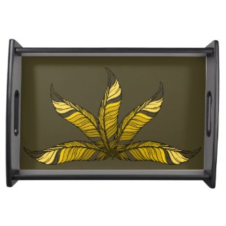 Serving Tray - Yellow Feather Design