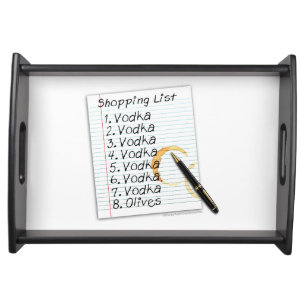 SERVING TRAYS, VODKA SHOPPING LIST TRAY