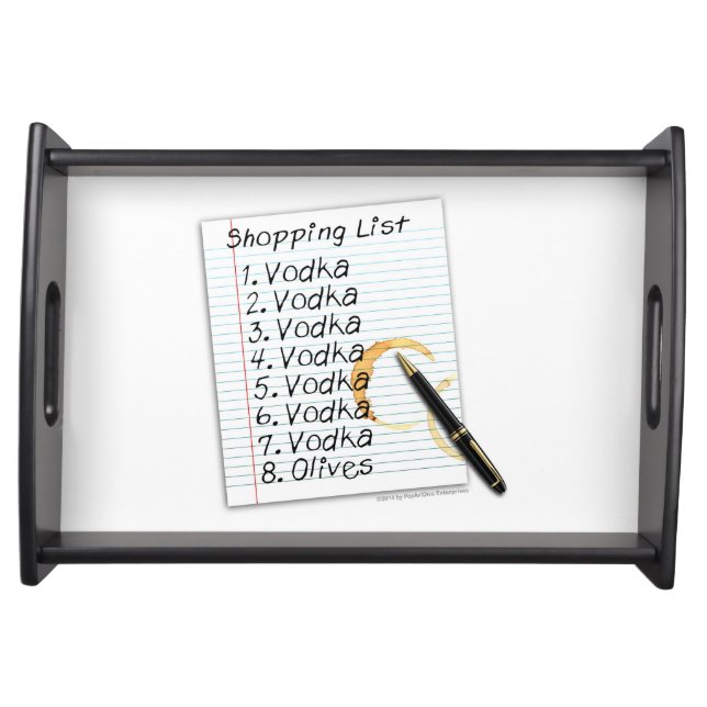SERVING TRAYS, VODKA SHOPPING LIST TRAY (Front)