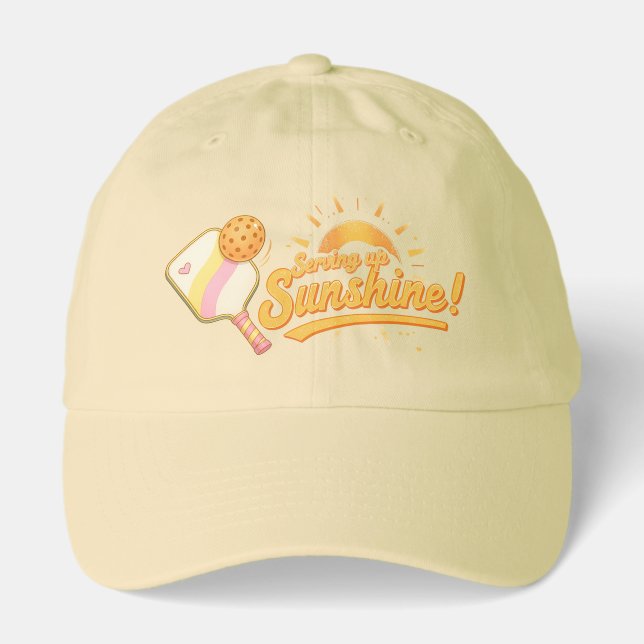 Serving Up Sunshine Sun Yellow Graphic Pickleball Hat (Front)