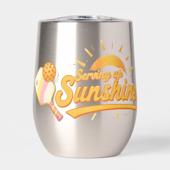 Serving Up Sunshine - Sunny Pastel Pickleball Life Thermal Wine Tumbler (Front)