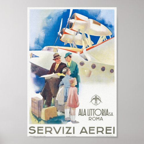 Servizi Aerei Ala Littoria Vintage Poster 1937