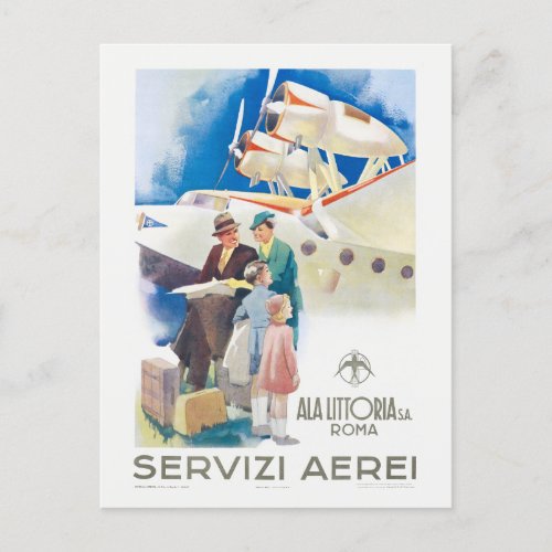 Servizi Aerei Ala Littoria Vintage Poster 1937 Postcard