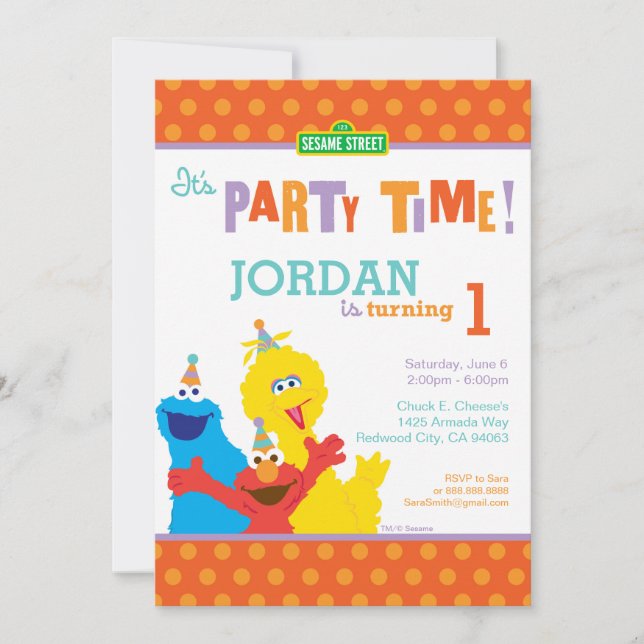Sesame Pals Birthday Party Invitation (Front)