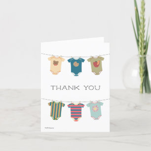 Sesame Pals Bodysuits Baby Shower Letterpress Thank You Card