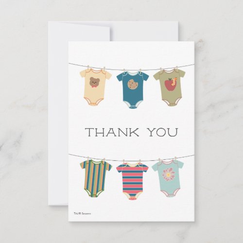 Sesame Pals Bodysuits Baby Shower Thank You Card