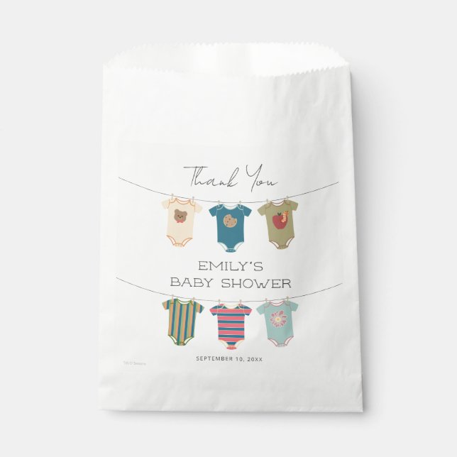 Sesame Pals Bodysuits Baby Shower Thank You Favor Bag (Front)
