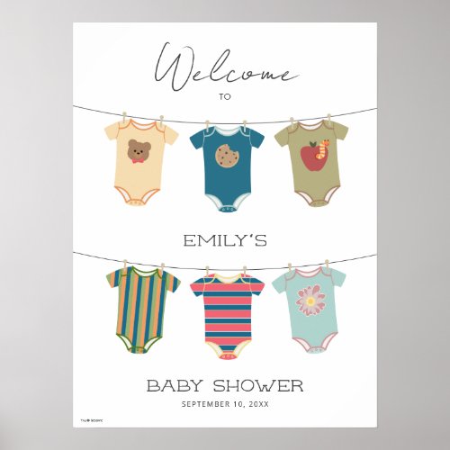 Sesame Pals Bodysuits Baby Shower Welcome Poster