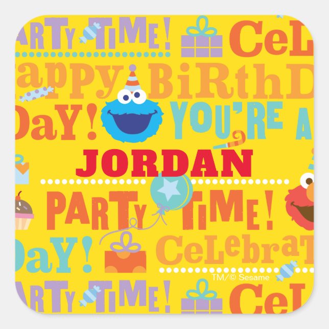 Sesame Pals Celebration Pattern Square Sticker (Front)