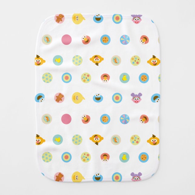 Sesame Pals Character Pattern Burp Cloth (Front)