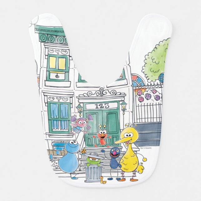 Sesame Pals Doodley Graphic Baby Bib (Front)
